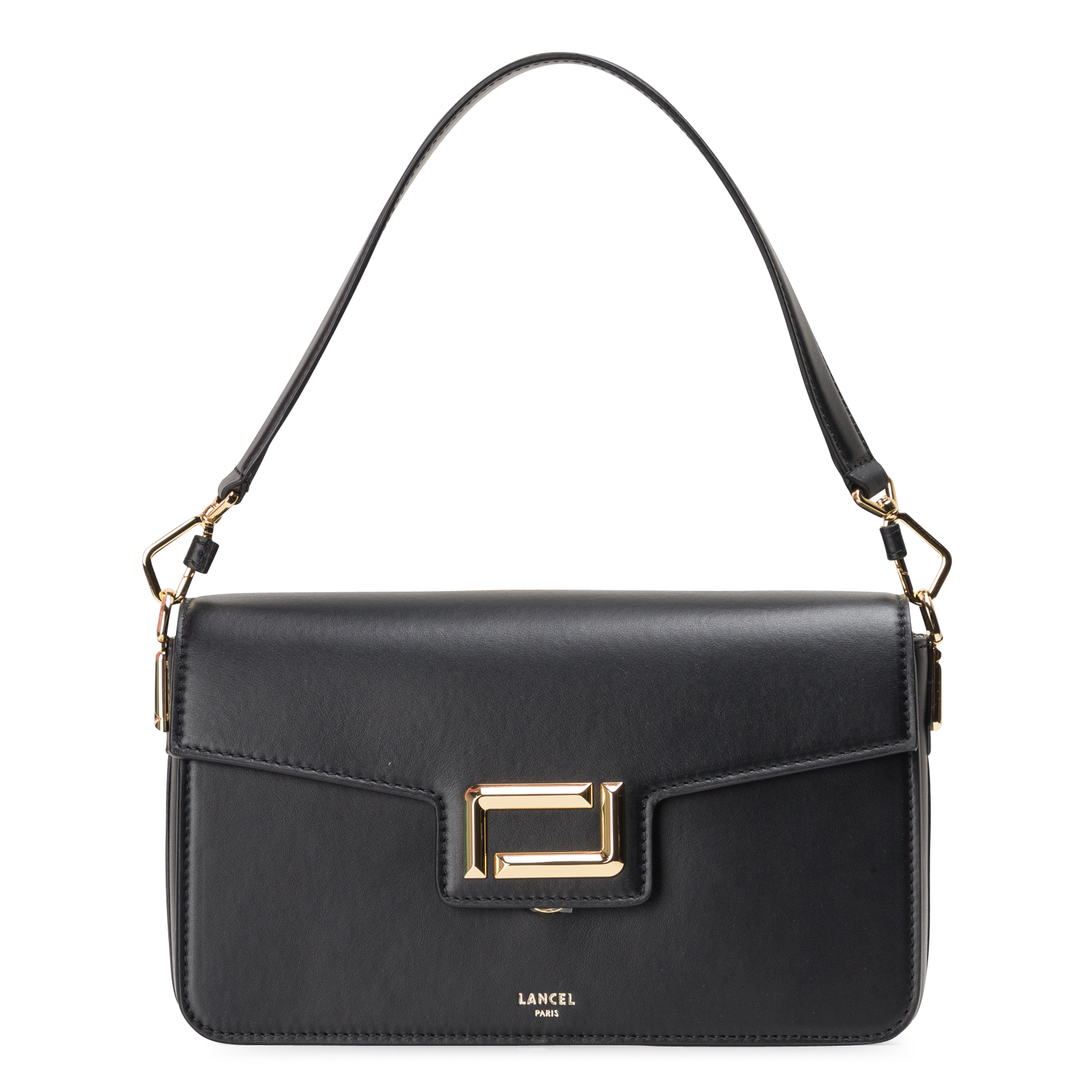 ANGELE M - Sac bandoulière à rabat en cuir| Noir