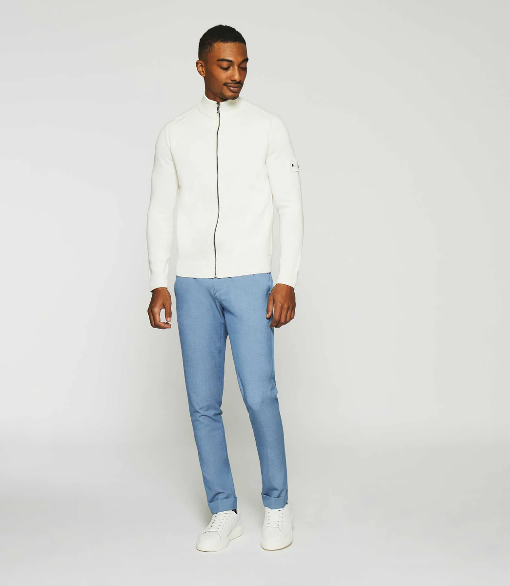 Gilet zippé col montant écru DAN