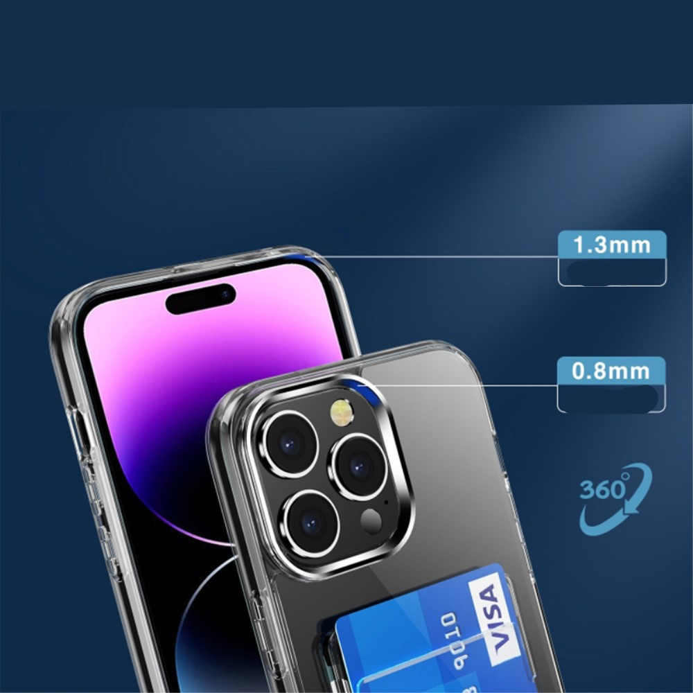 iPhone 15 Pro Max Hybrid Hülle TPU Bumper mit Acryl Rückseite   Kartenfach - Transparent