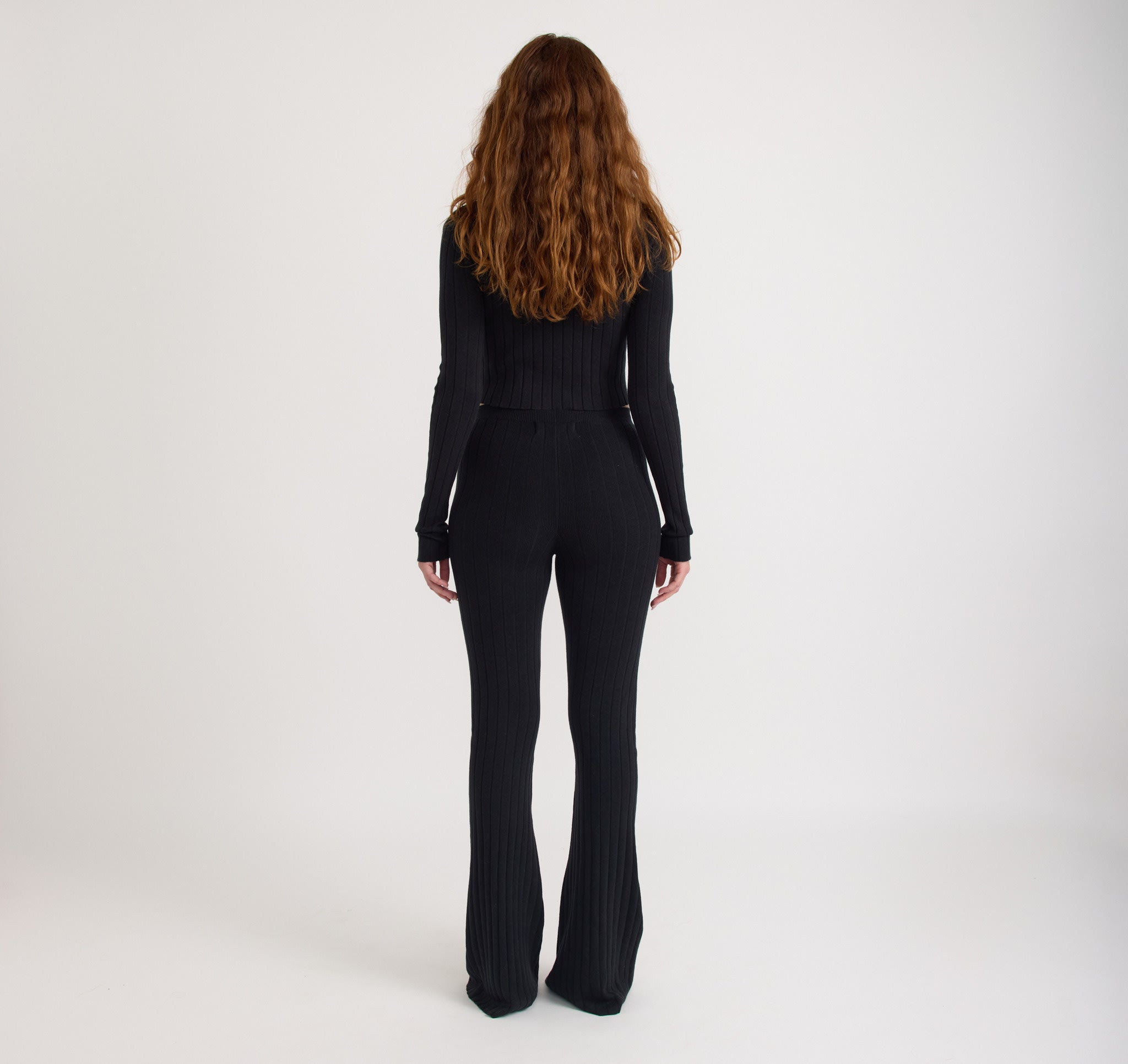 COTTON<br>Soft Knit Rib High-Rise Flare Pants