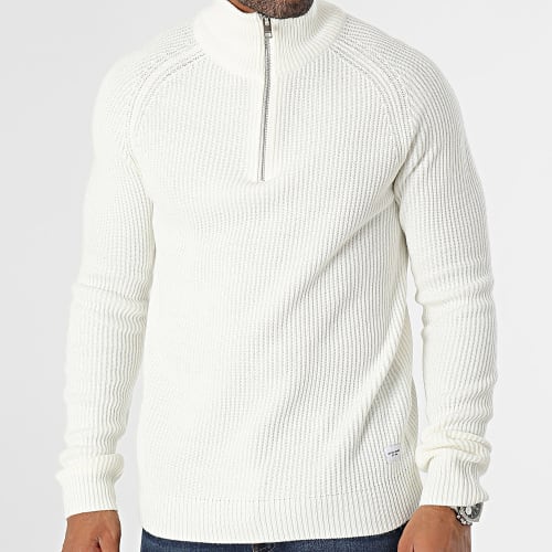Pull Col Montant Pannel Beige Clair