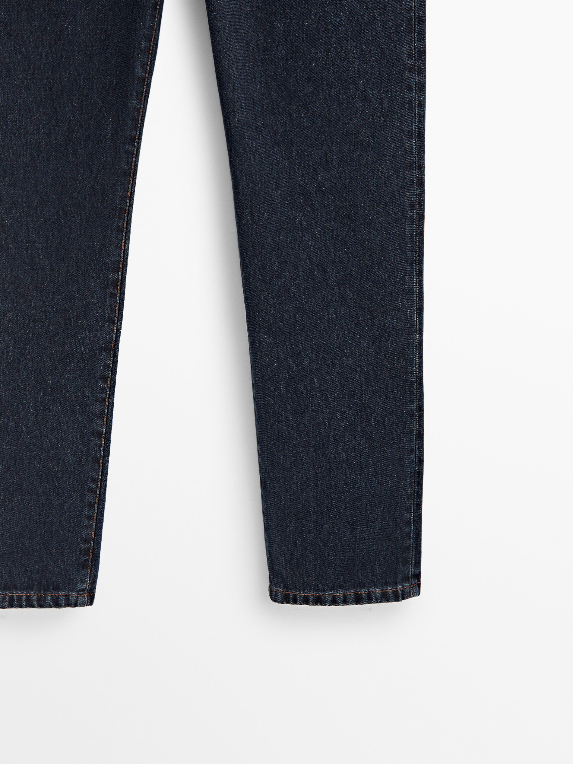 Calça jeans reta de cintura alta - AZUL ESCURO