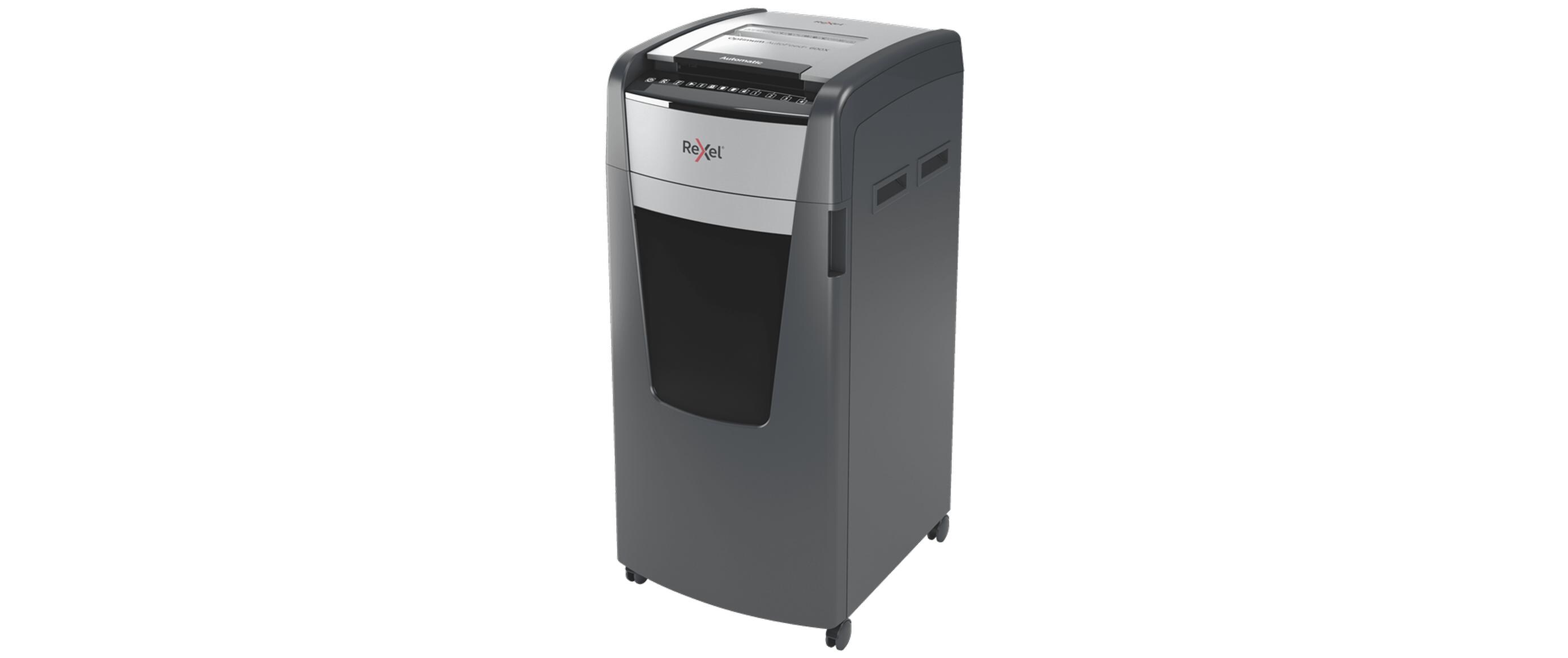 Aktenvernichter Rexel Optimum AutoFeed+ 600M, P-5<br>Automatischer Schredder (auto) für sichere Vernichtung vertraulicher Unterlagen (bis zu 600 Blatt)