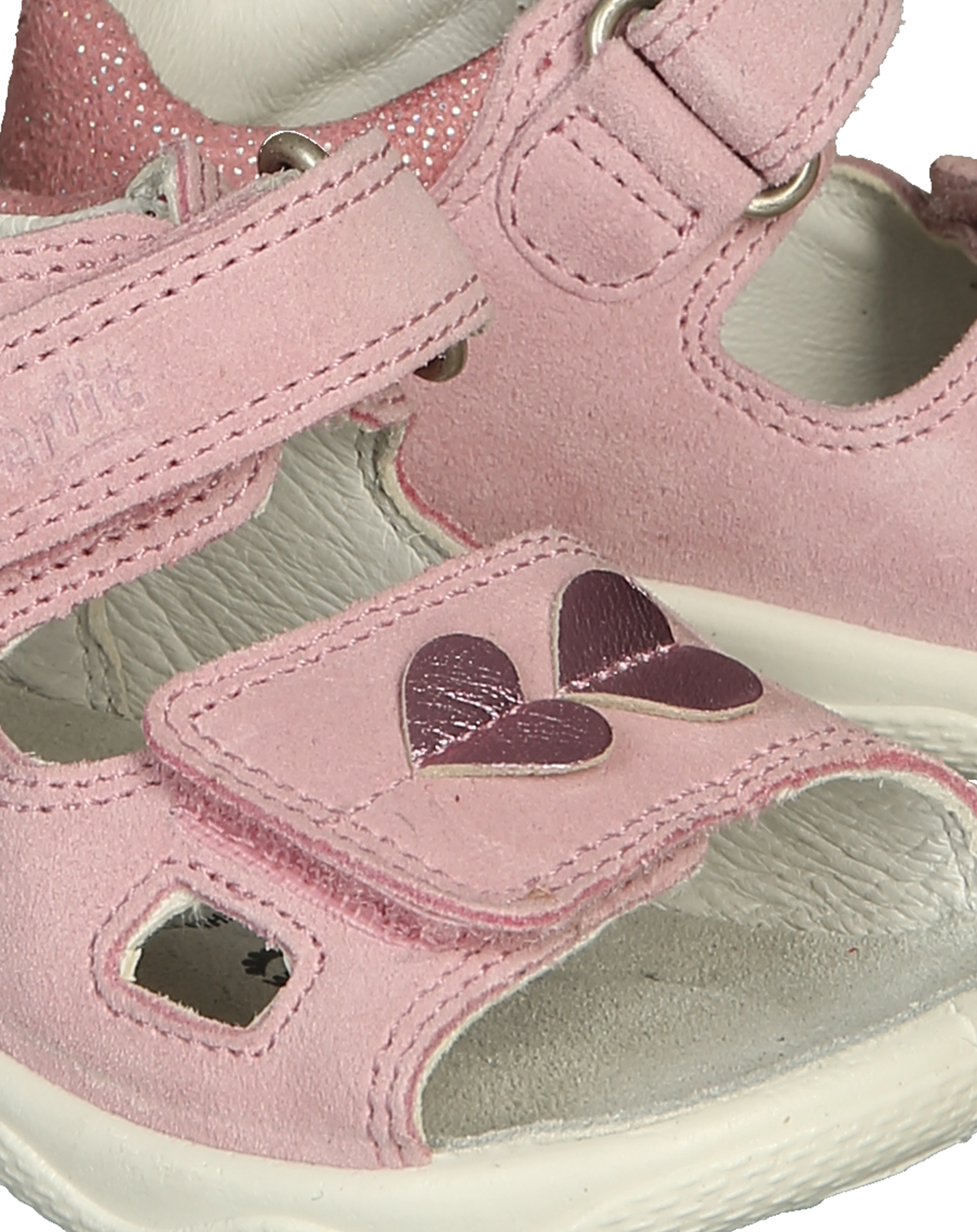 Leder-Sandale POLLY - HERZ mit Klett in rosa