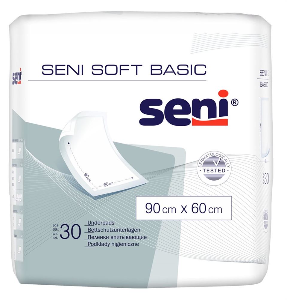 Seni Soft Basic Krankenunterlagen 90x60cm undurchlässig 30 Stk