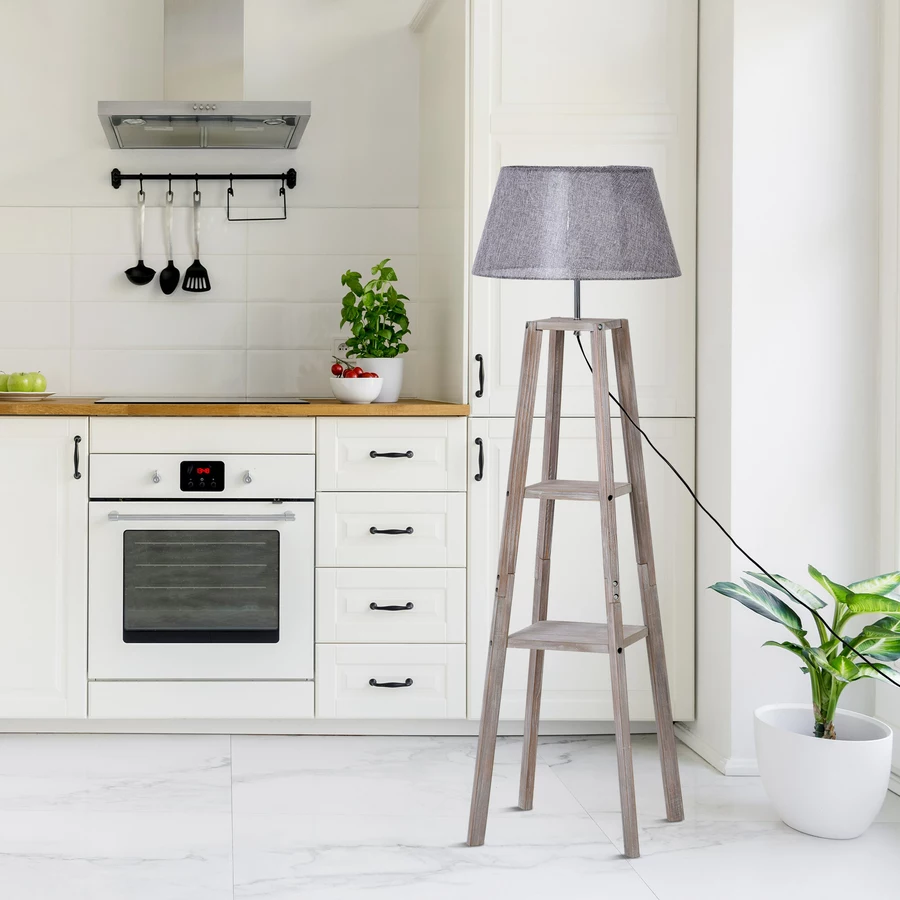 HOMCOM Stehlampe im skandinavischen Stil grau