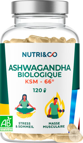 Nutri&Co Ashwagandha Bio Ksm-66 Stress Sommeil & Musculation Végan 120 Gélules