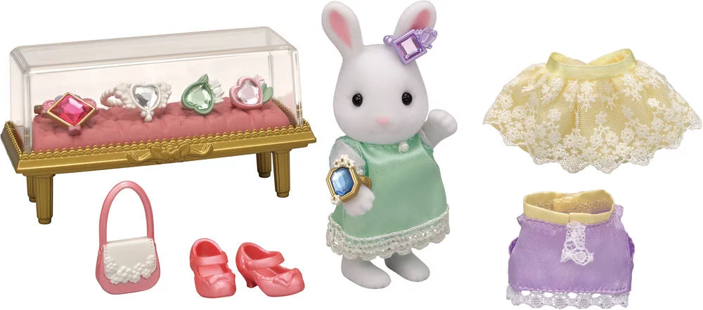 LA VALISETTE DE MODE ET GRANDE SŒUR LAPIN NEIGE - SYLVANIAN PERSONNAGES ET TENUES
