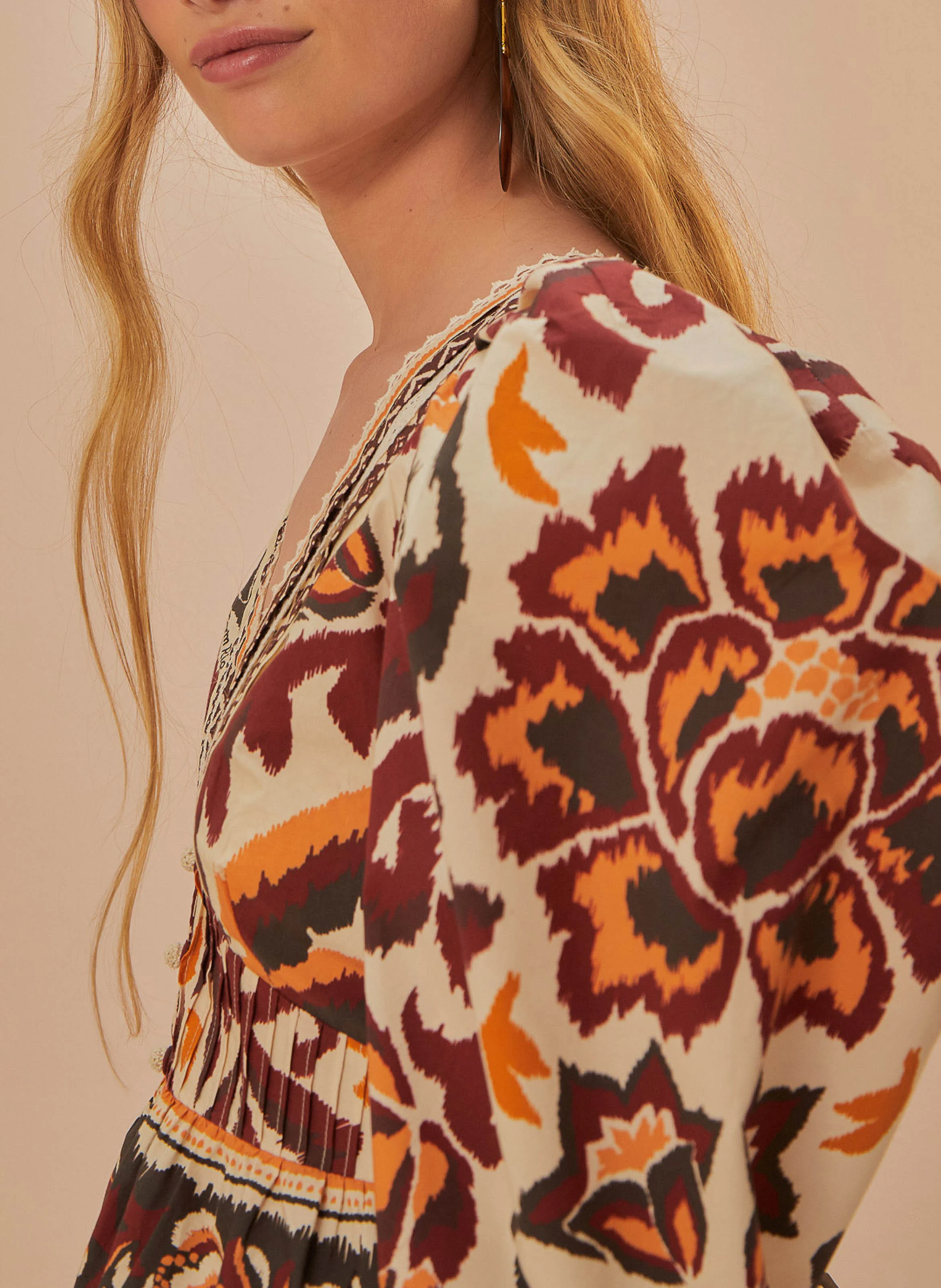 Chemisier manches bouffantes| Multicolore