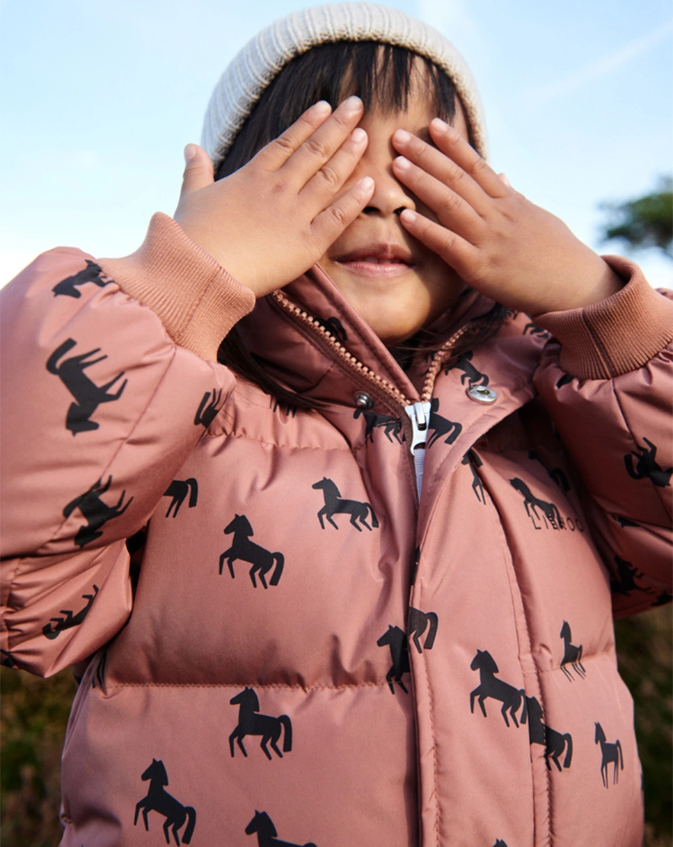 Daunen-Steppjacke PALLE - HORSES in dark rosetta