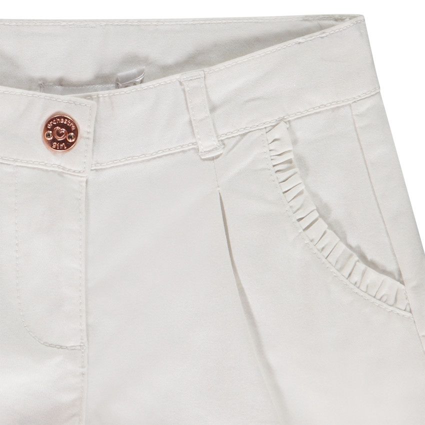 Short en twill avec poches volantées pour fille - Blanc