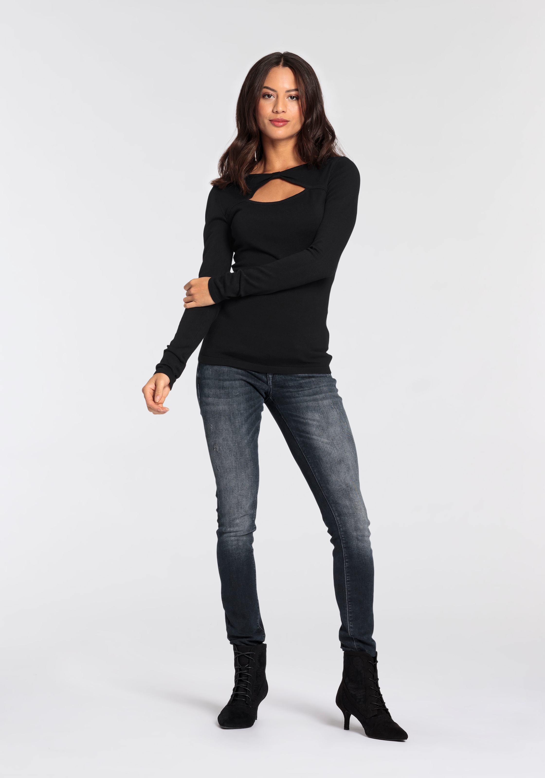Melrose Strickpullover mit Cut-Out und Knotendetail