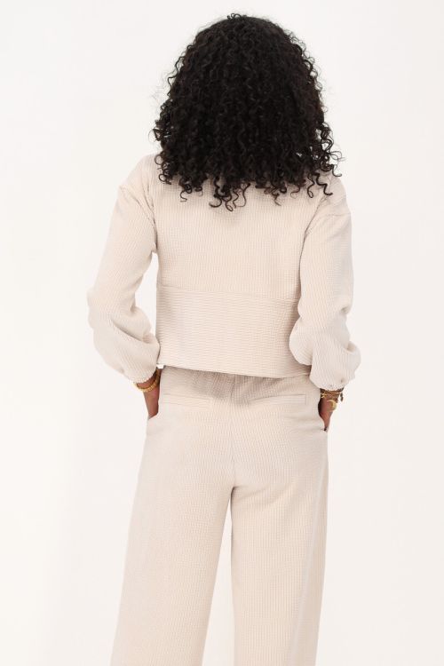 Beige corduroy top met strikjes