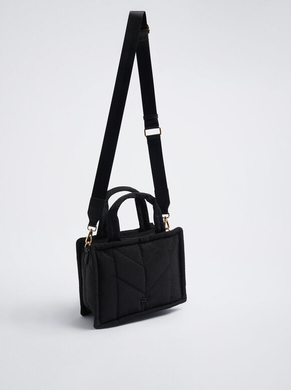 Bolsa de nylon com pingente - Preta