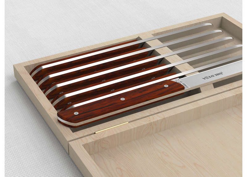 Service de 6 couteaux de table avec un manche en bois de cocobolo et lame en acier inoxydable