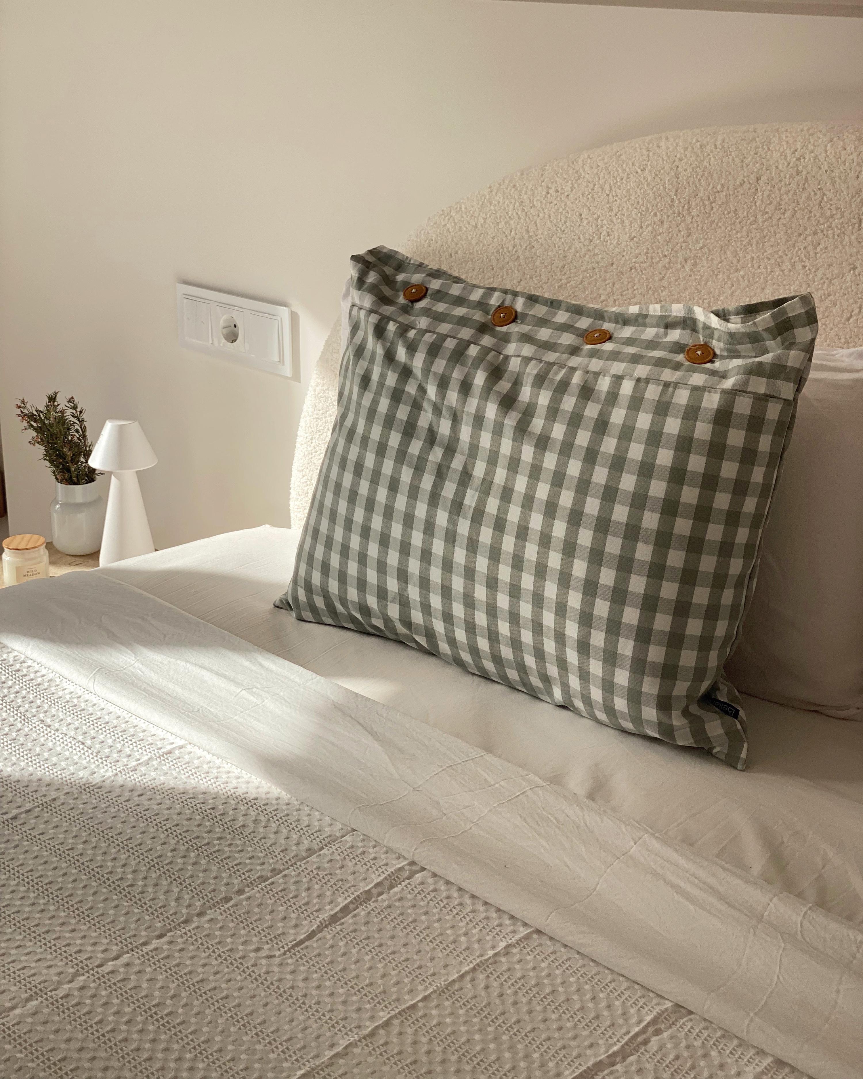 Set van 2 sierkussens TALYA 40 x 60 cm Mintgroen geblokt patroon