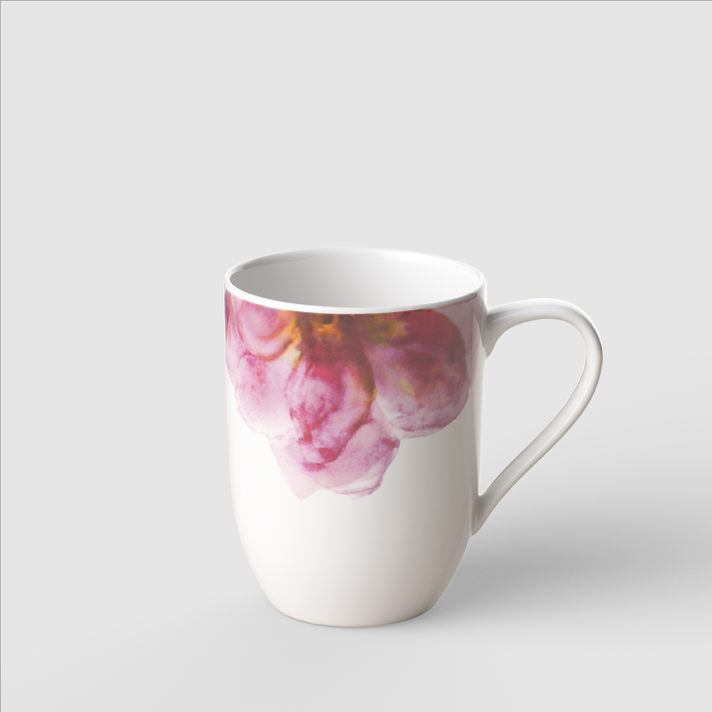 Rose Garden Mug Pink, 9.9 oz, Premium Porcelain