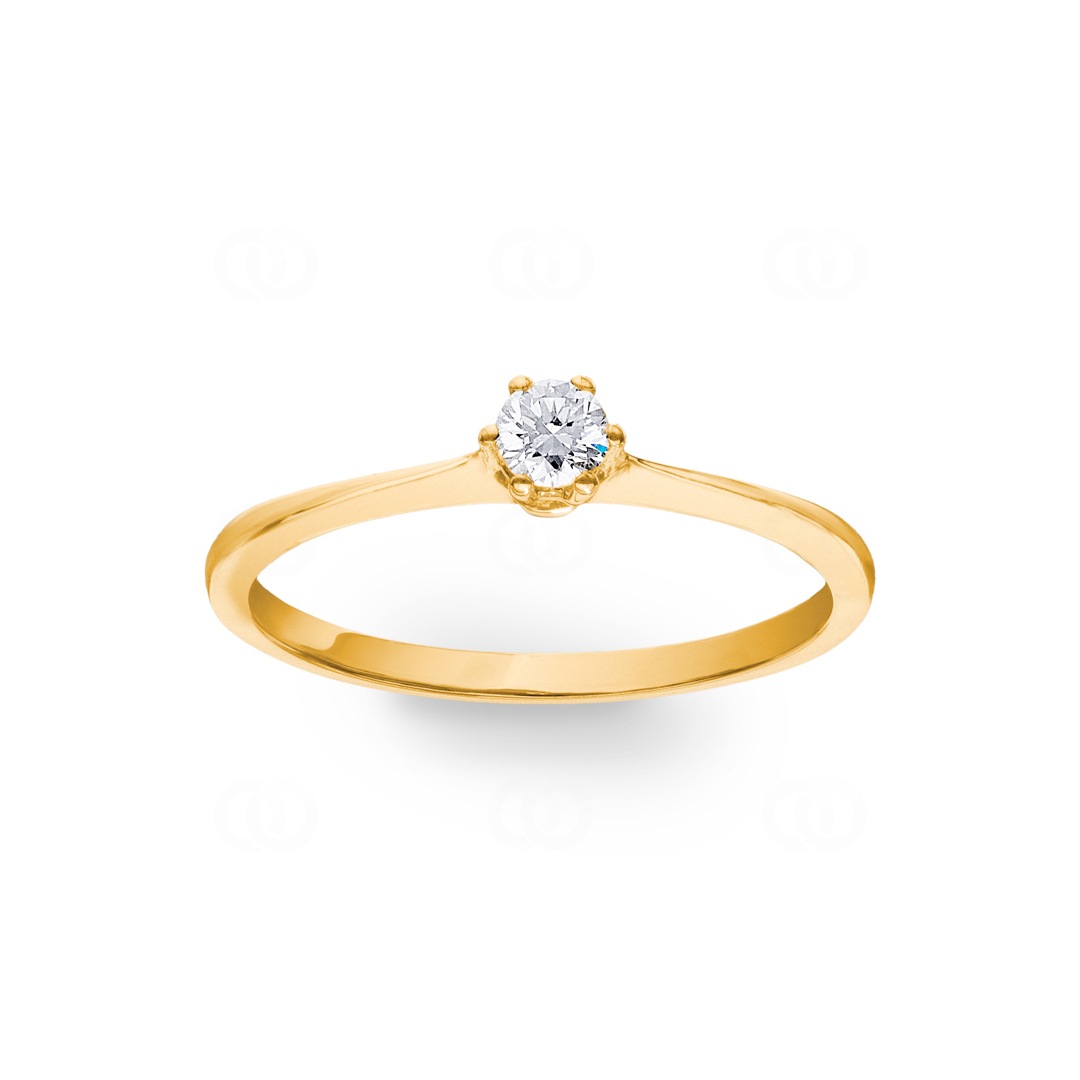 Verlobungsring 750/18 K Gelbgold mit Diamant 0.14 ct H/si