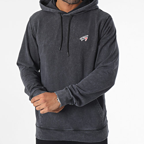 Sweat Capuche Regular Washed Signature 7912 Gris Anthracite