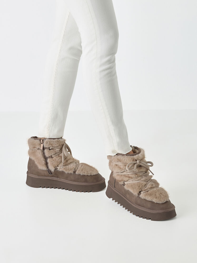 Enkellaarsje - beige warme voering
