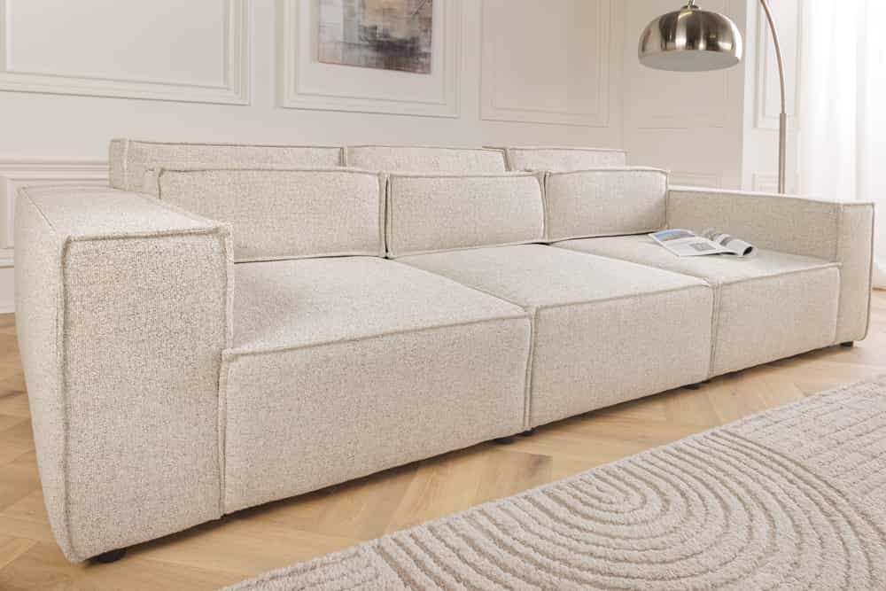 Design Big Sofa BOSSA NOVA 260cm beige Strukturstoff 3-Sitzer XXL-Couch