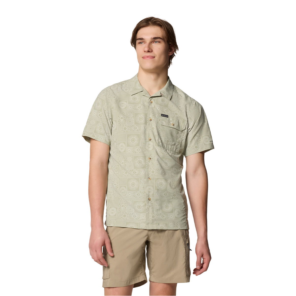 Columbia Tech Trail Utility Printed Short Sleeve Skjorte, herre (Safari)