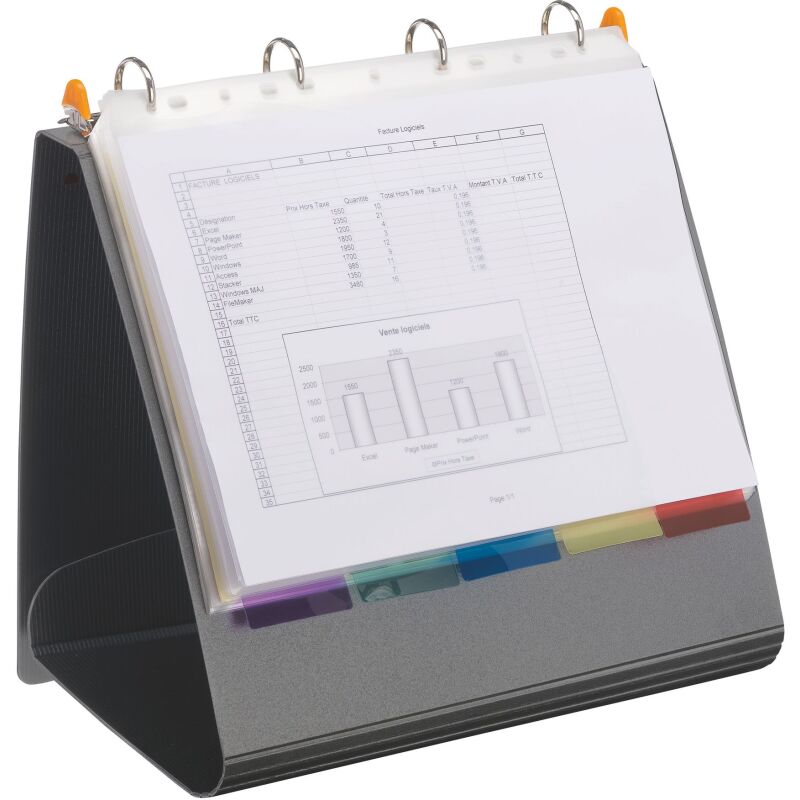 Classeur 4 anneaux plastifié de présentation Exacompta Exashow A4 - Dos 4 cm noir