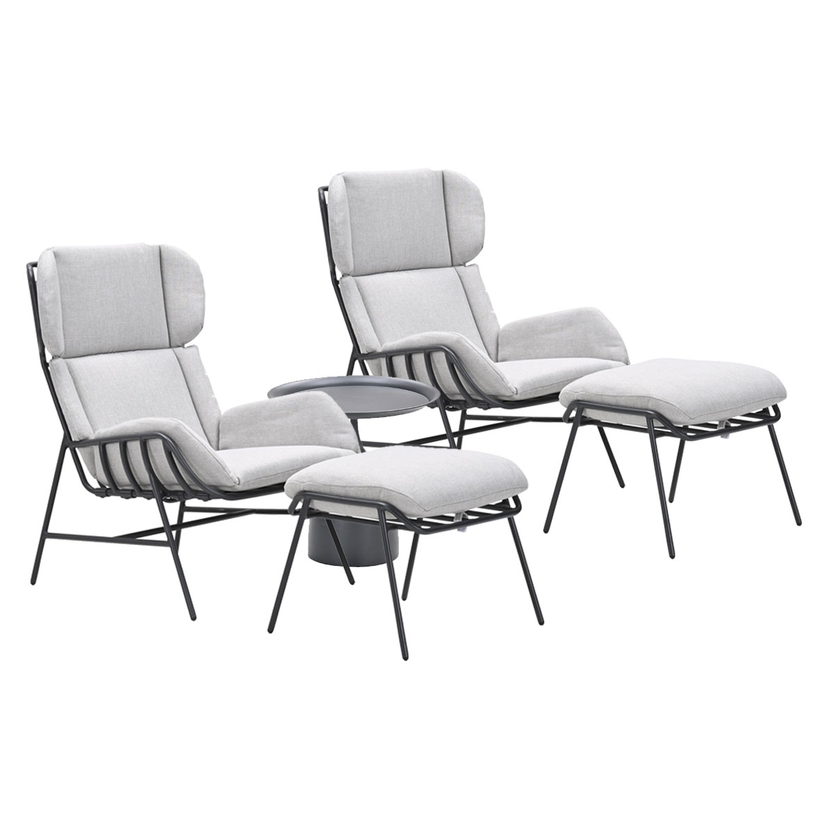 Garden Impressions Fresno - Mati d. grijs 3-delig - loungestoelen