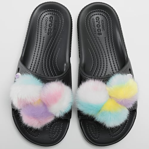 Claquettes Femme Classic Fur Sure Slide Noir
