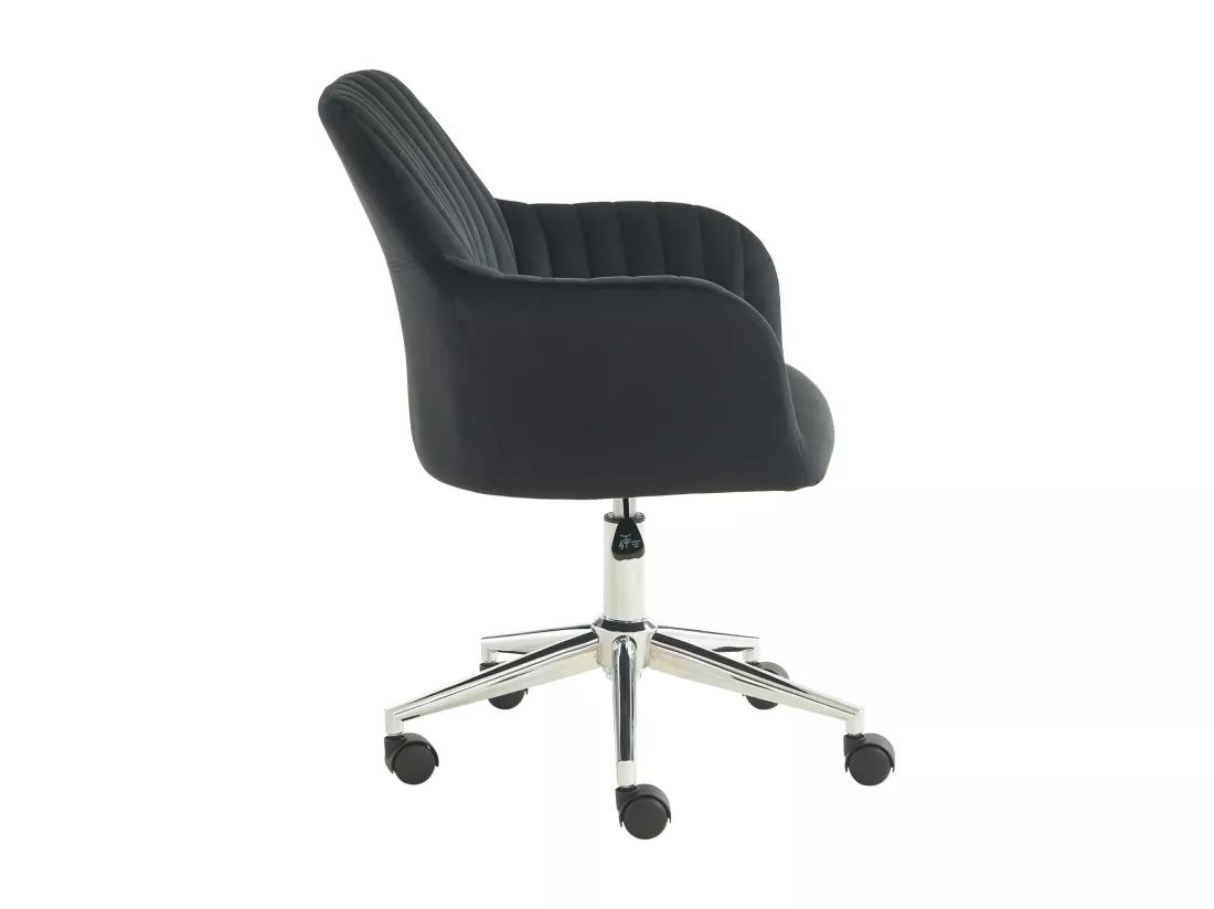 Chaise de bureau - Velours - Noir - Hauteur réglable - ELEANA