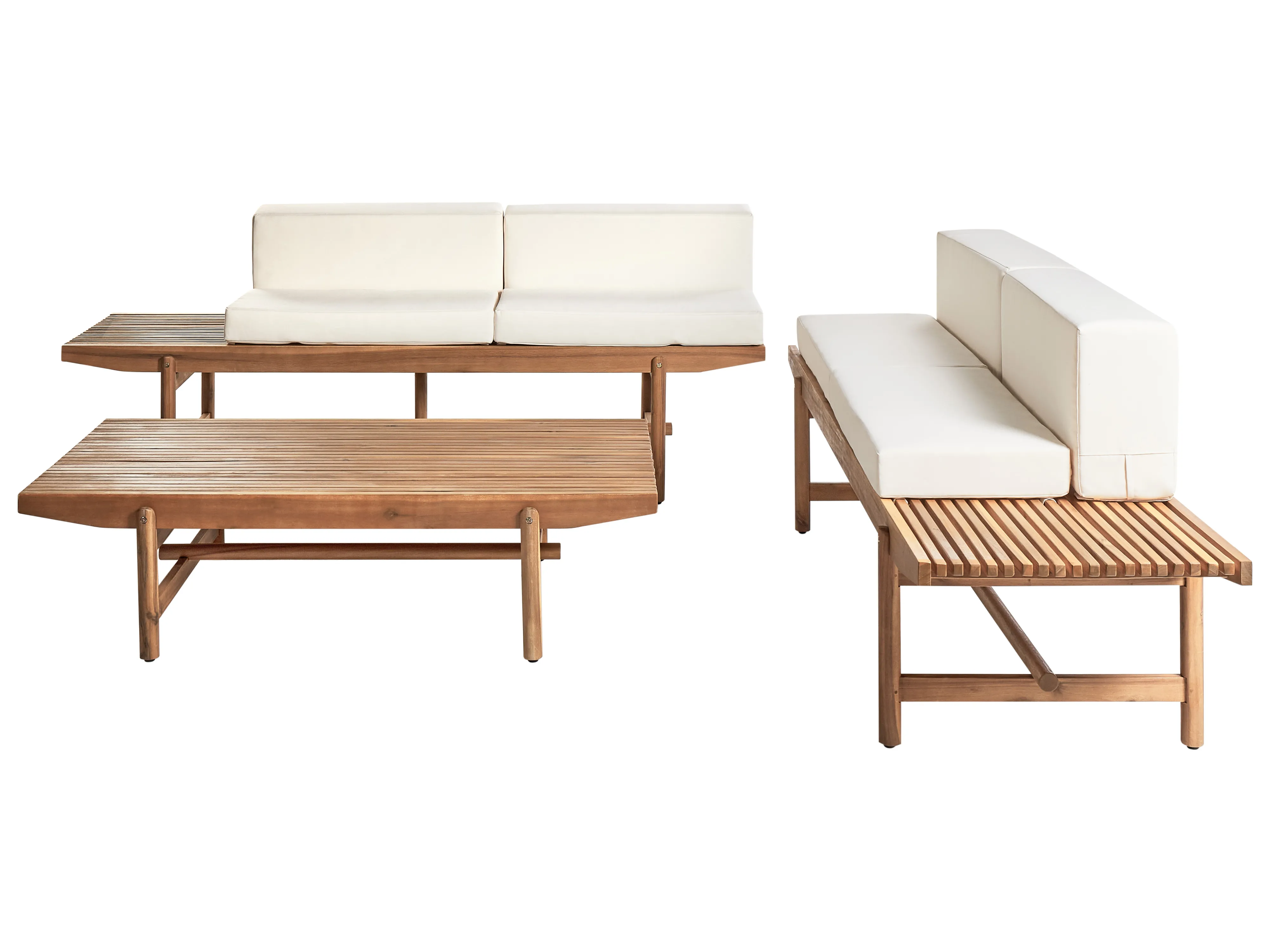 Loungeset met tafel 4-zits GIAVENO Acaciahout Gebroken wit