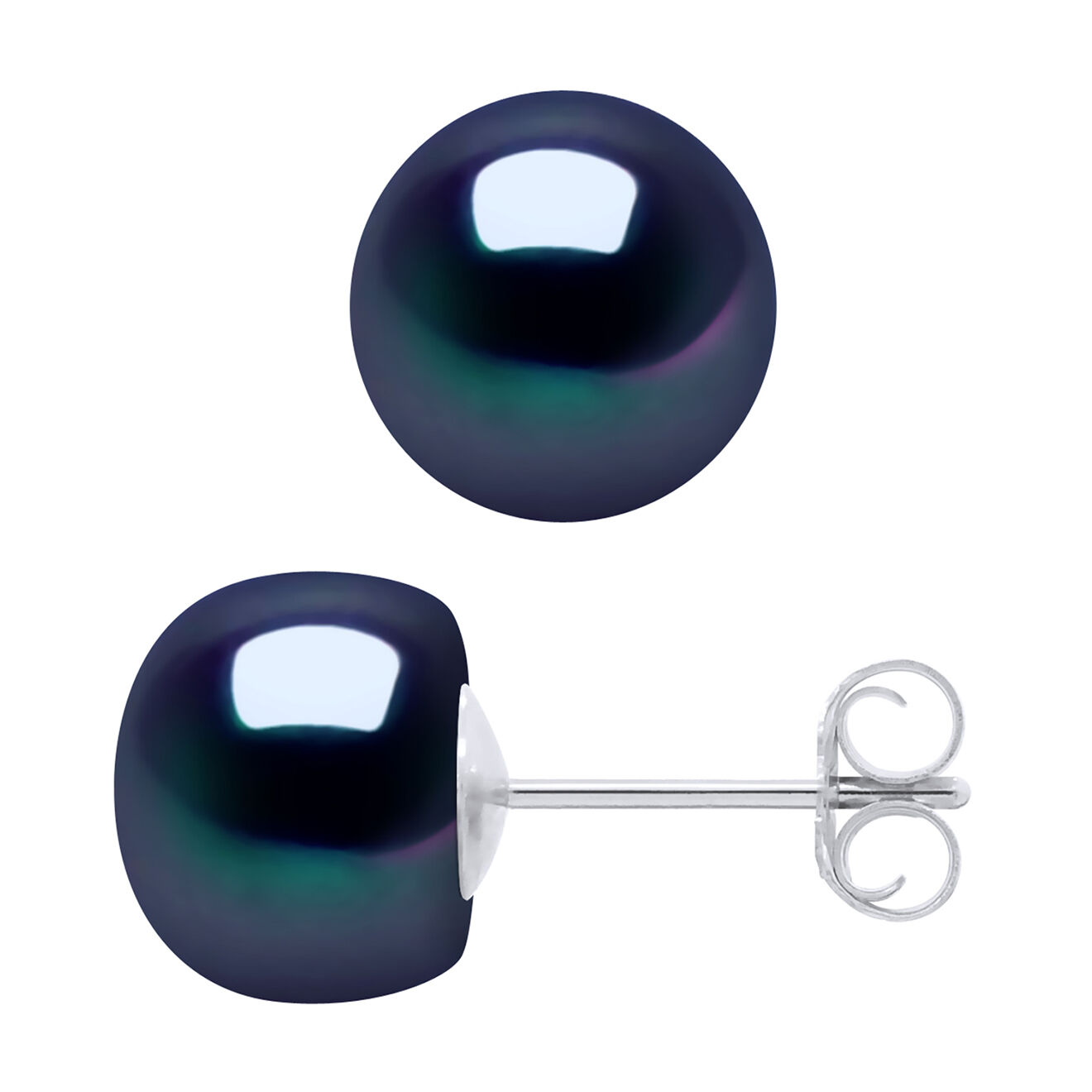 Pearl Addict Boucles d'oreilles Argent Georgia & Perles d'Eau Douce noires