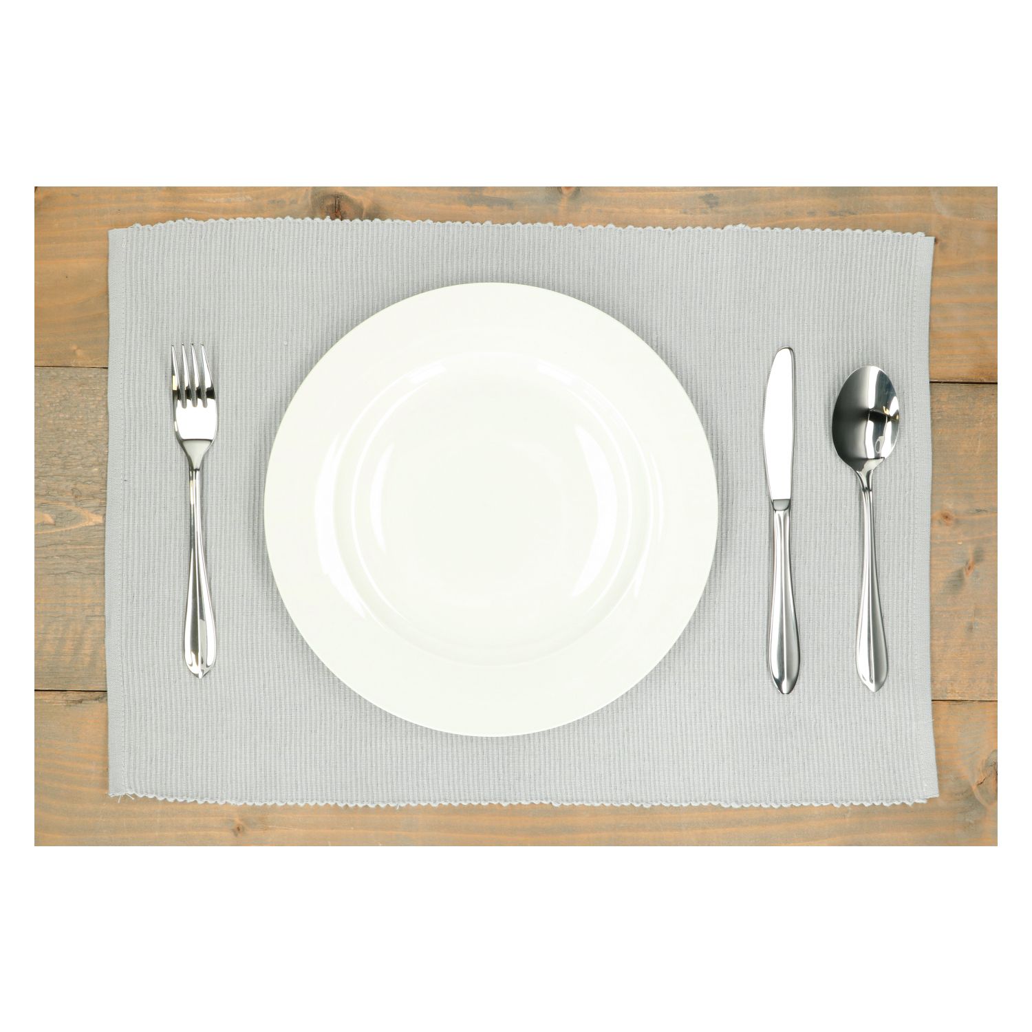 Placemat geribbeld, GOTS bio-katoen, lichtgrijs, 35 x 50 cm