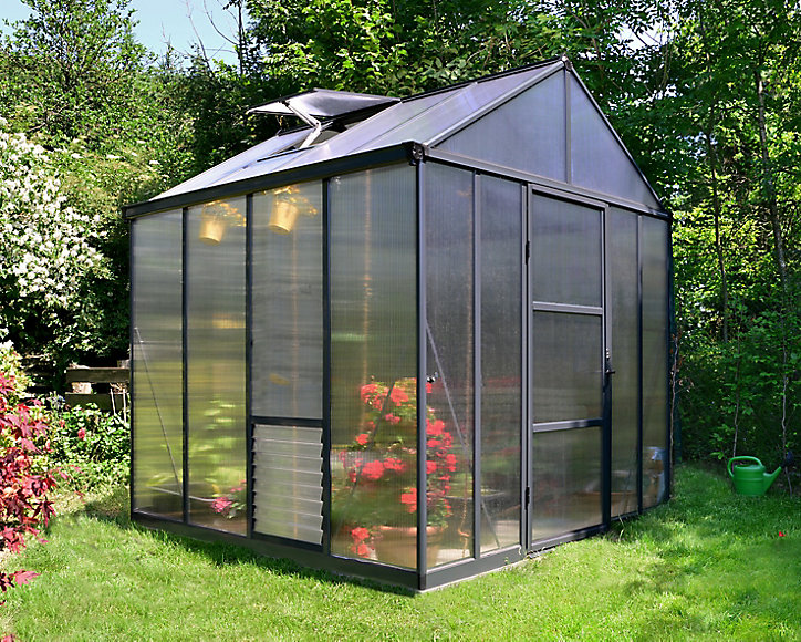 Serre de jardin en polycarbonate 4,8m2 GLORY gris anthracite Canopia by Palram
