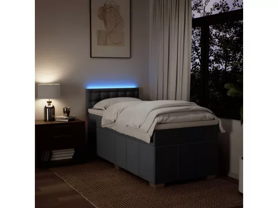 Sommier à lattes de lit et matelas Gris foncé 90x190 cm Tissu