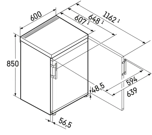 Liebherr Rsdci 1621-20 001 Køleskab - FS, PURE, TableT, EasyF, SmartD, FreezBox, 85x60cm