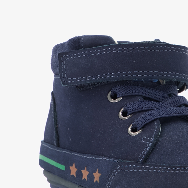 Groot leren babyschoenen donkerblauw met sterren