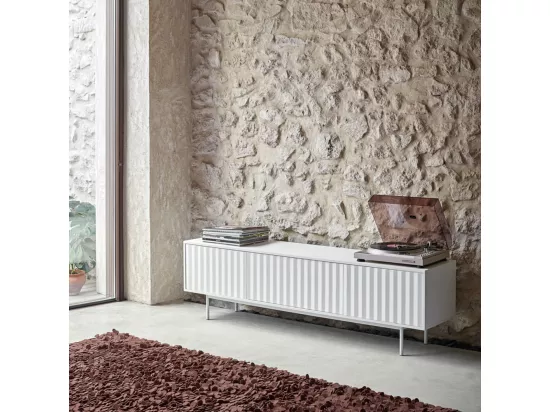 Sierra - Meuble TV en bois 3 portes L180cm : Couleur - Blanc