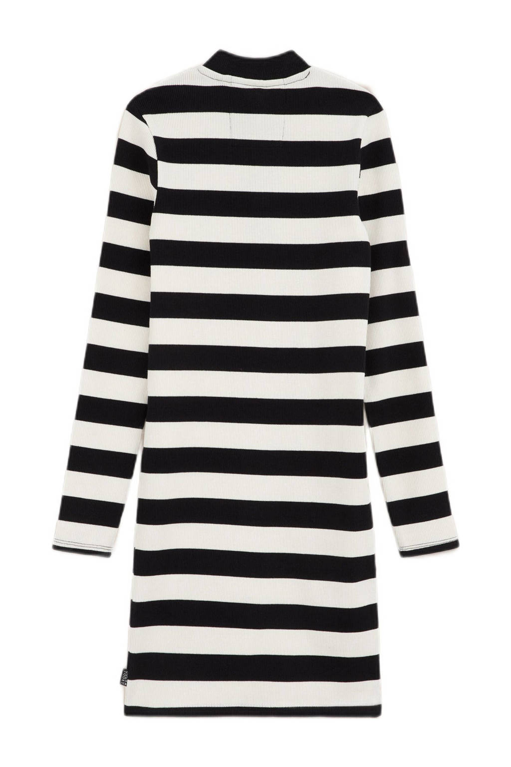 WE Fashion gestreepte bodycon jurk wit/zwart