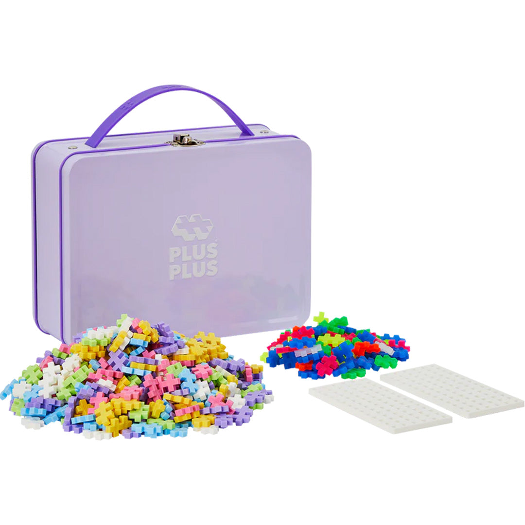 plus-plus bouwstenen in reiskoffer - pastel - paars - 600st