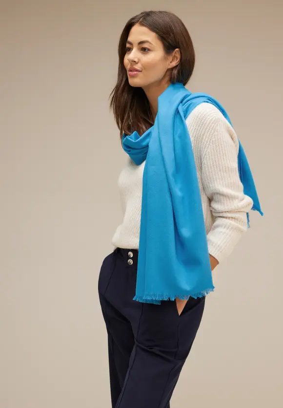 Cosy Schal mit Fransen - aquamarine blue