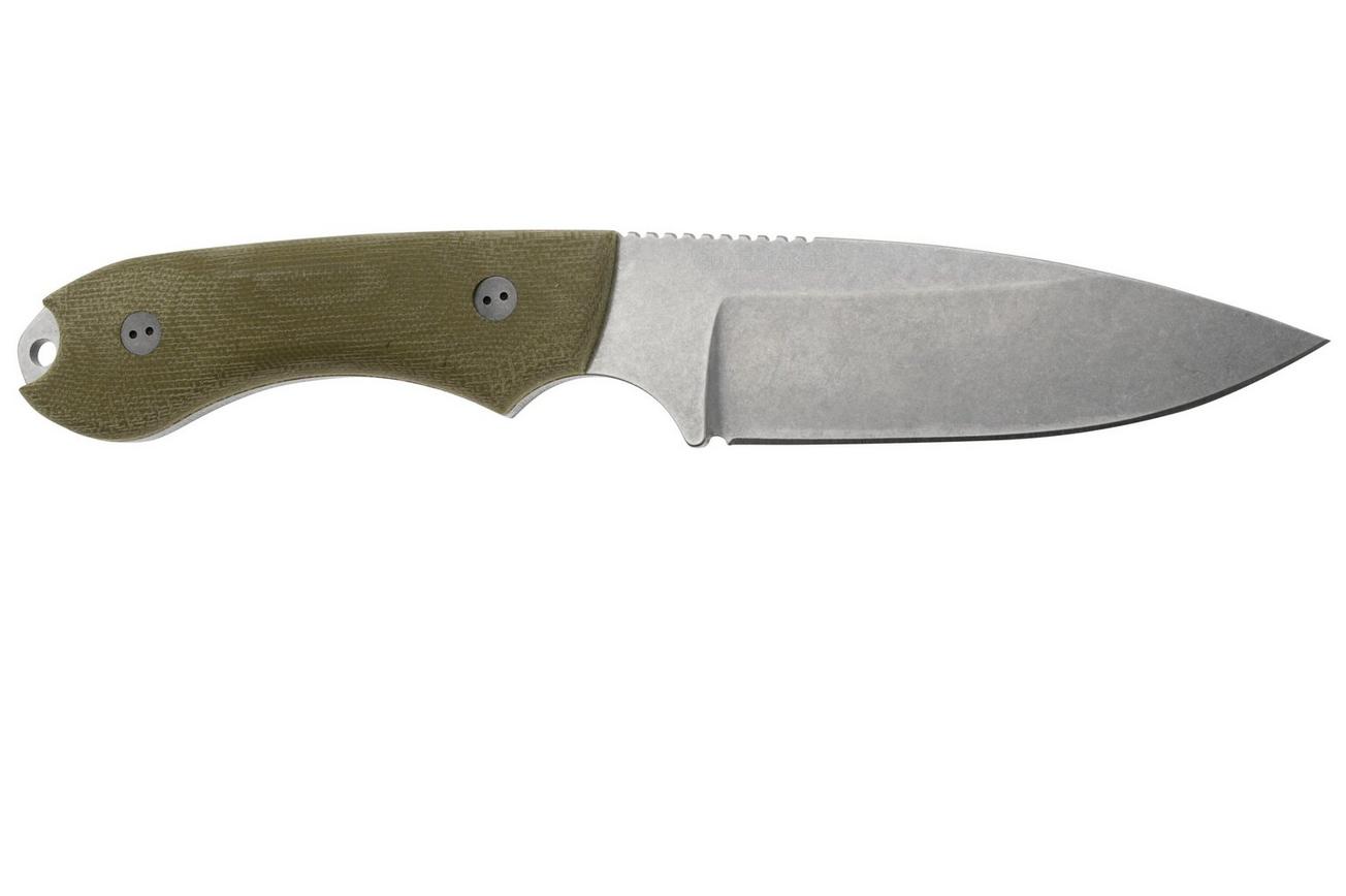Bradford Knives Guardian 4.2 OD Green Micarta 3D, CPM-Magnacut, Sabre Grind, Stonewashed Finish, vaststaand mes