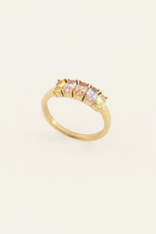Cocktail statement ring met multikleur stenen