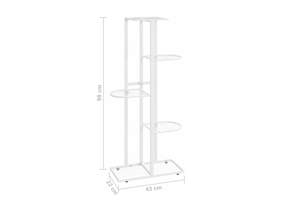 Support pour plantes 5 niveaux 43x22x98 cm Blanc Métal