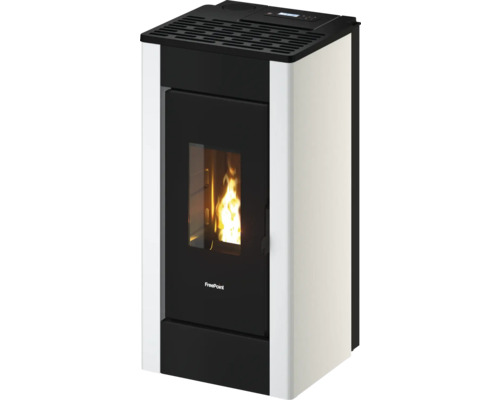 FreePoint Sharp Airtight stalen witte pelletkachel, 7 kW