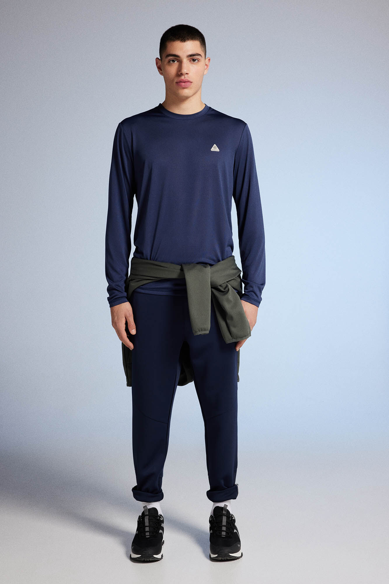 Camiseta combinada para atividades ao ar livre - azul escuro