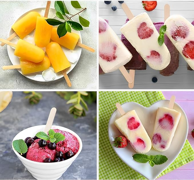 (50er Set) 11.5cm Holz Eis Stiele DIY Glacé Sticks Eiscreme Stäbe zum Basteln / Backen - Braun