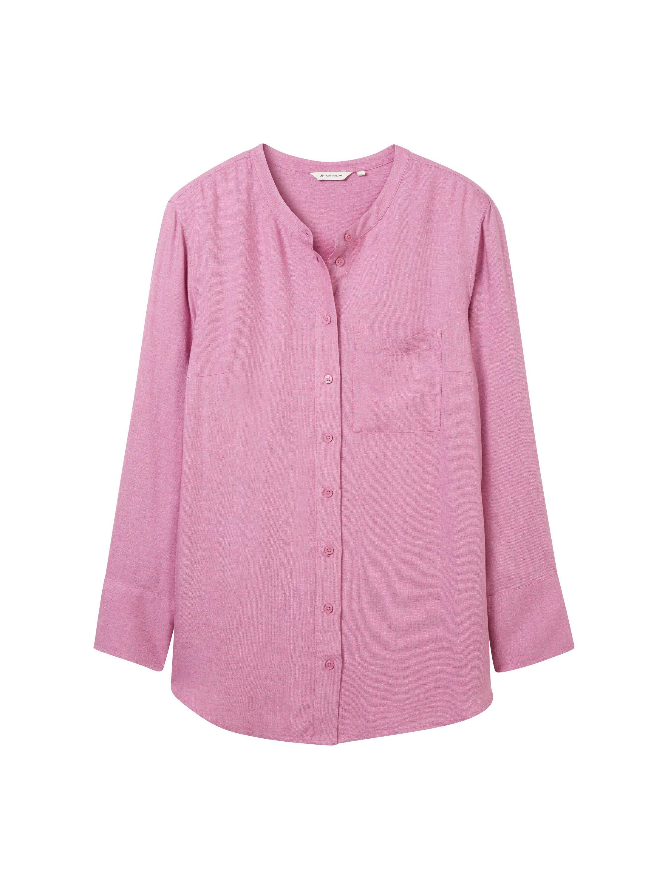 Melierte Bluse mit Rundhalsausschnitt und Brusttasche