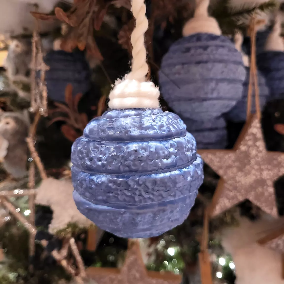 Lot de 3 boules de Noël (D80 mm) en verre Silva Bleu nuit