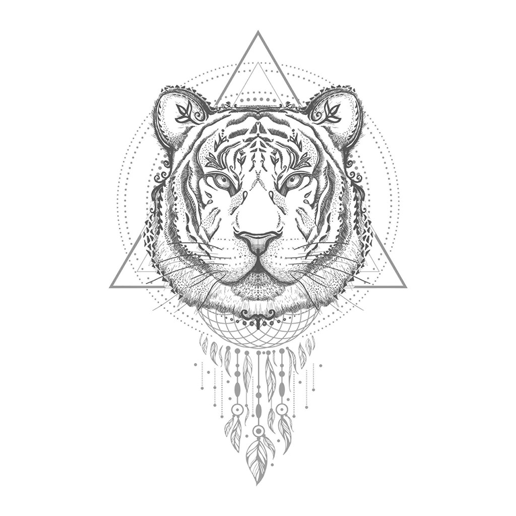 Sticker mural déco boho tigre 70x50cm